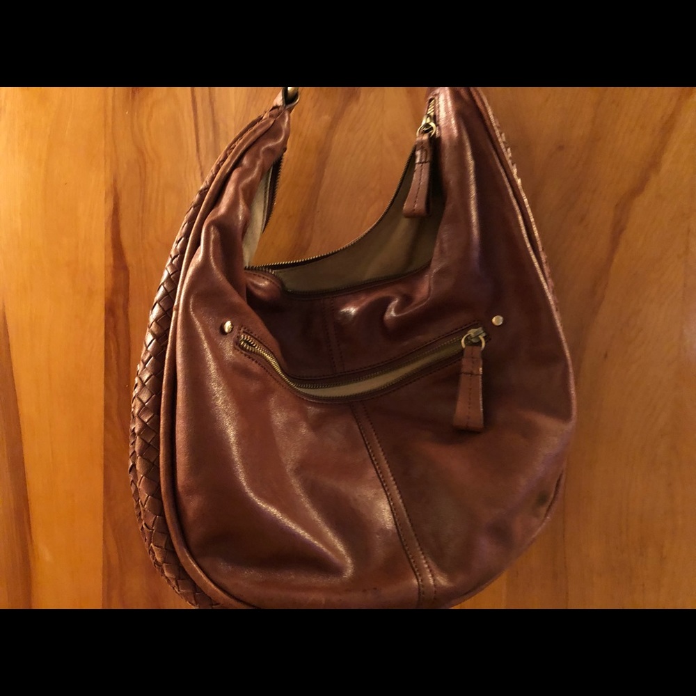 Used condition saddle color shoulder bag